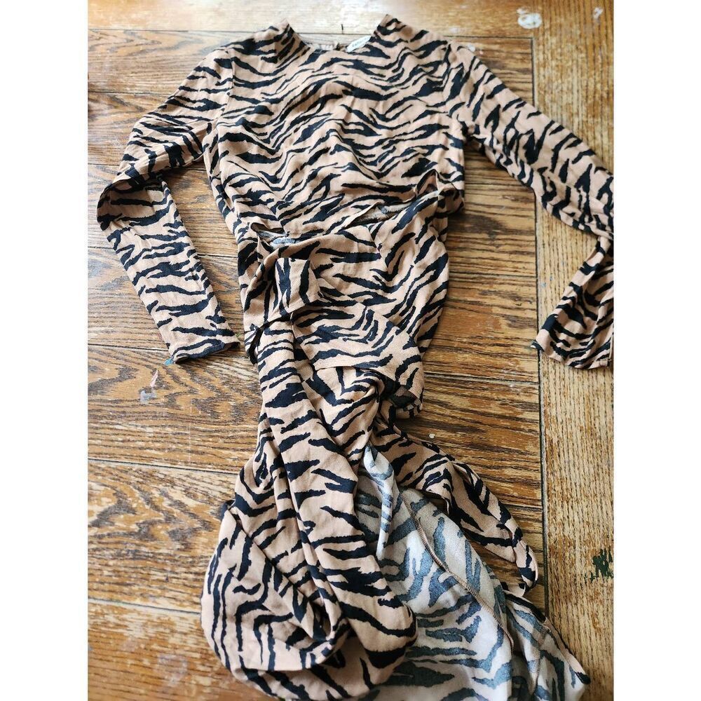 REFORMATION TIGER STRIPE MAURITA MIDI DRESS sz 2